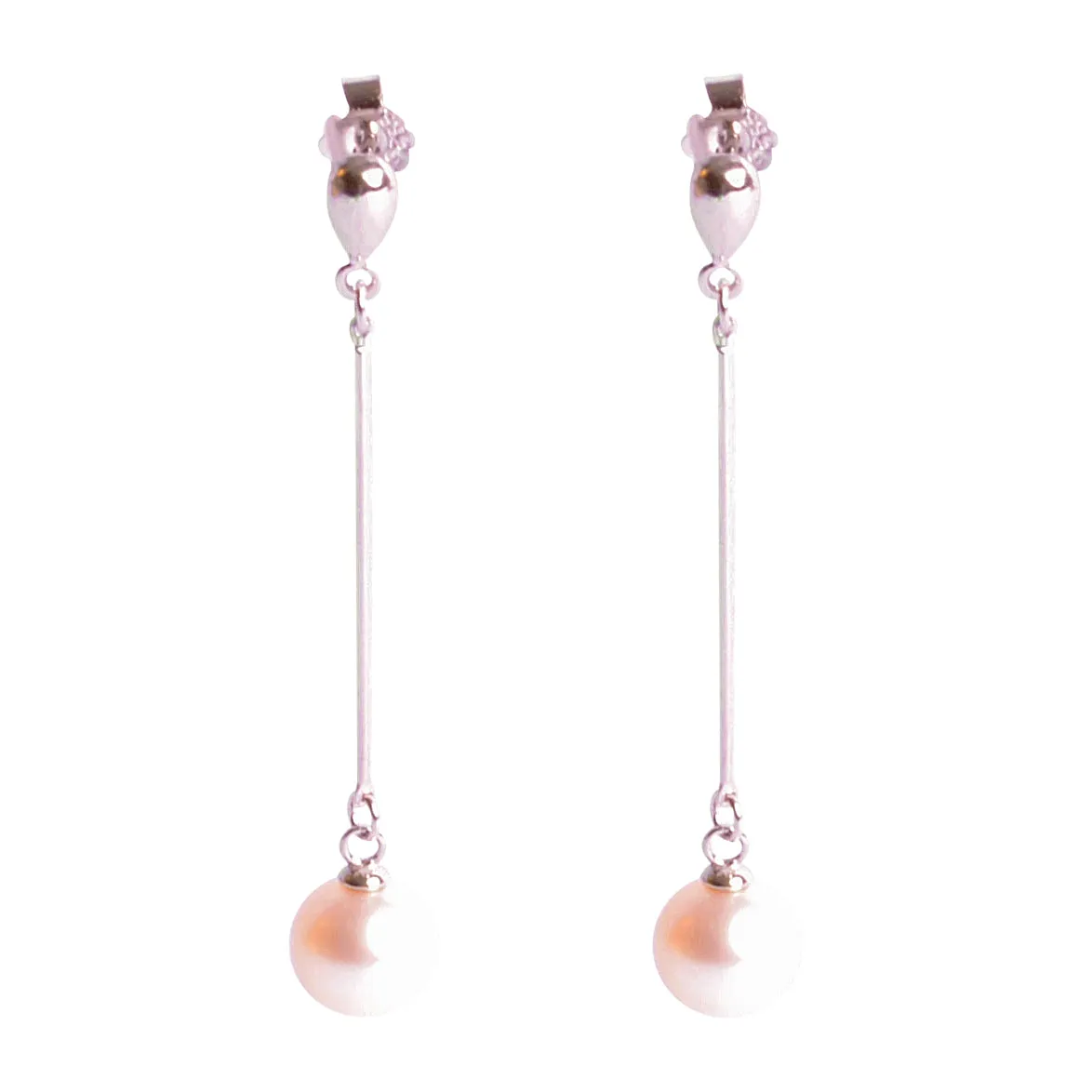 8 mm White Pearl Drop Earrings