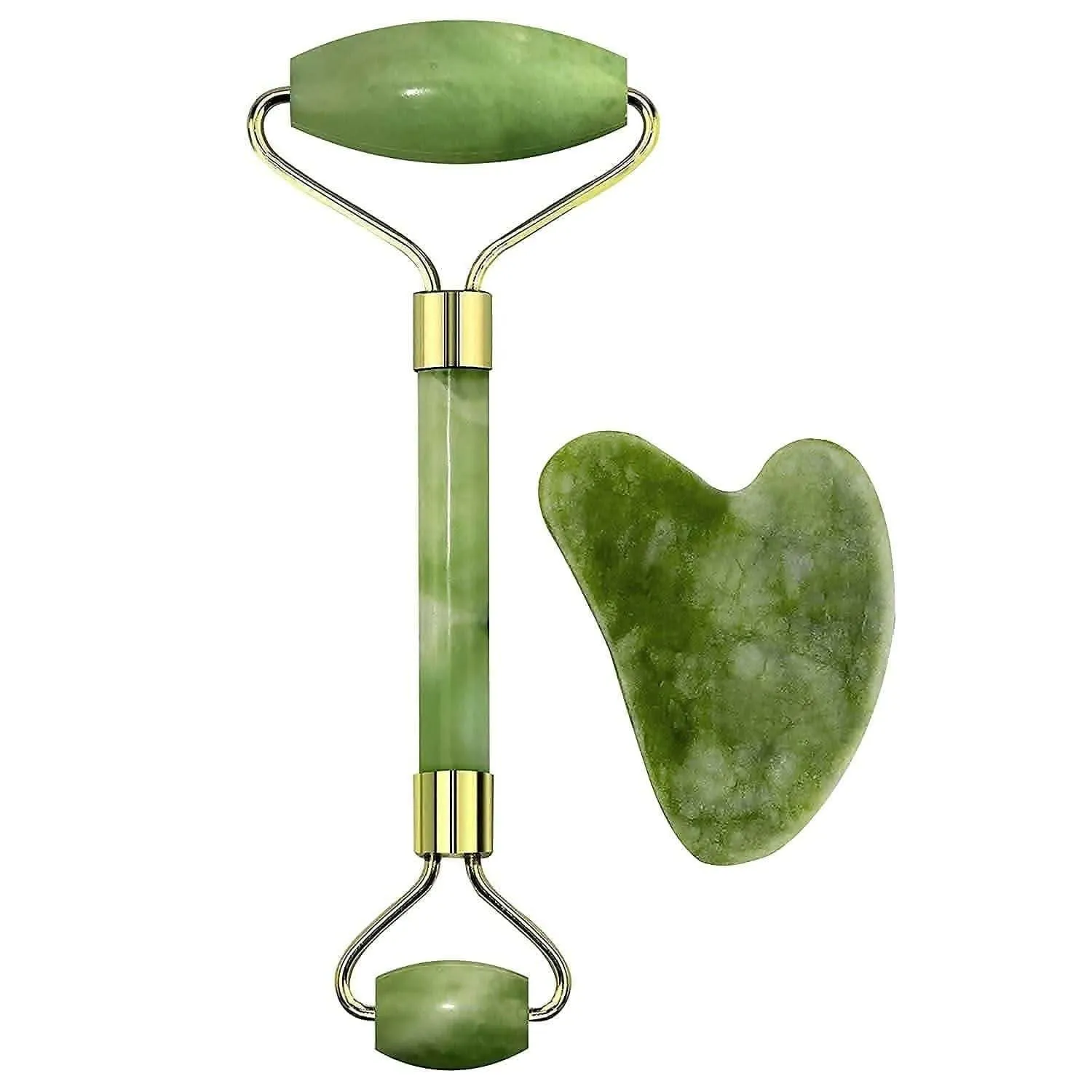 acial Massager Jade Roller & Gua Sha Tool Natural Himalayan Stone for Face Neck Healing Skin Wrinkles