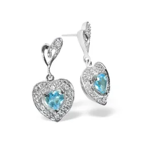 Acotis Diamonds 9K White Gold 0.07ct Diamond 0.59ct Blue Topaz Earrings F2225