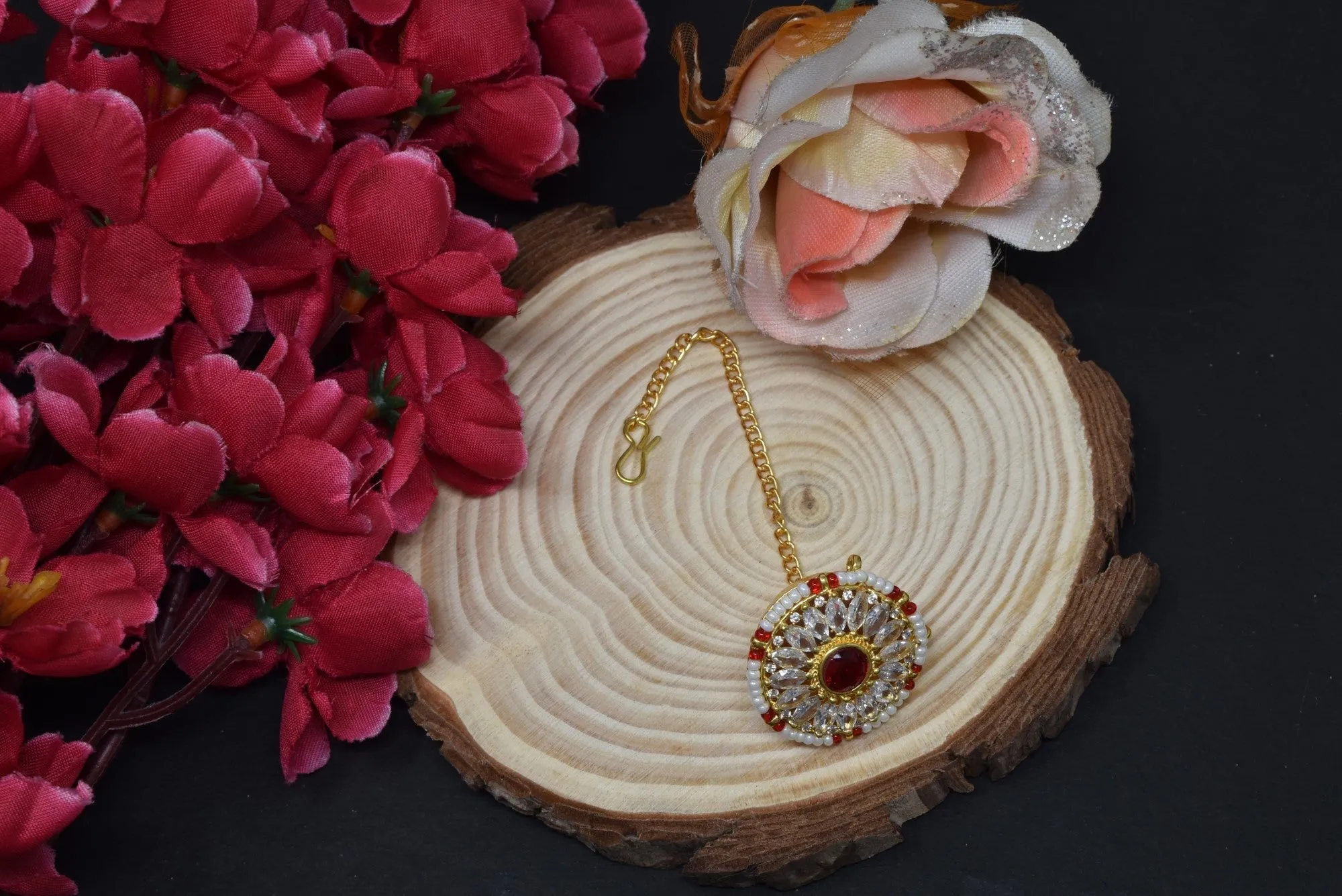 AD Gold Plated Ethnic Maangtika