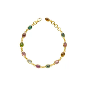 Aeliana Multi Tourmaline Oval Braclet, Gold Vermeil