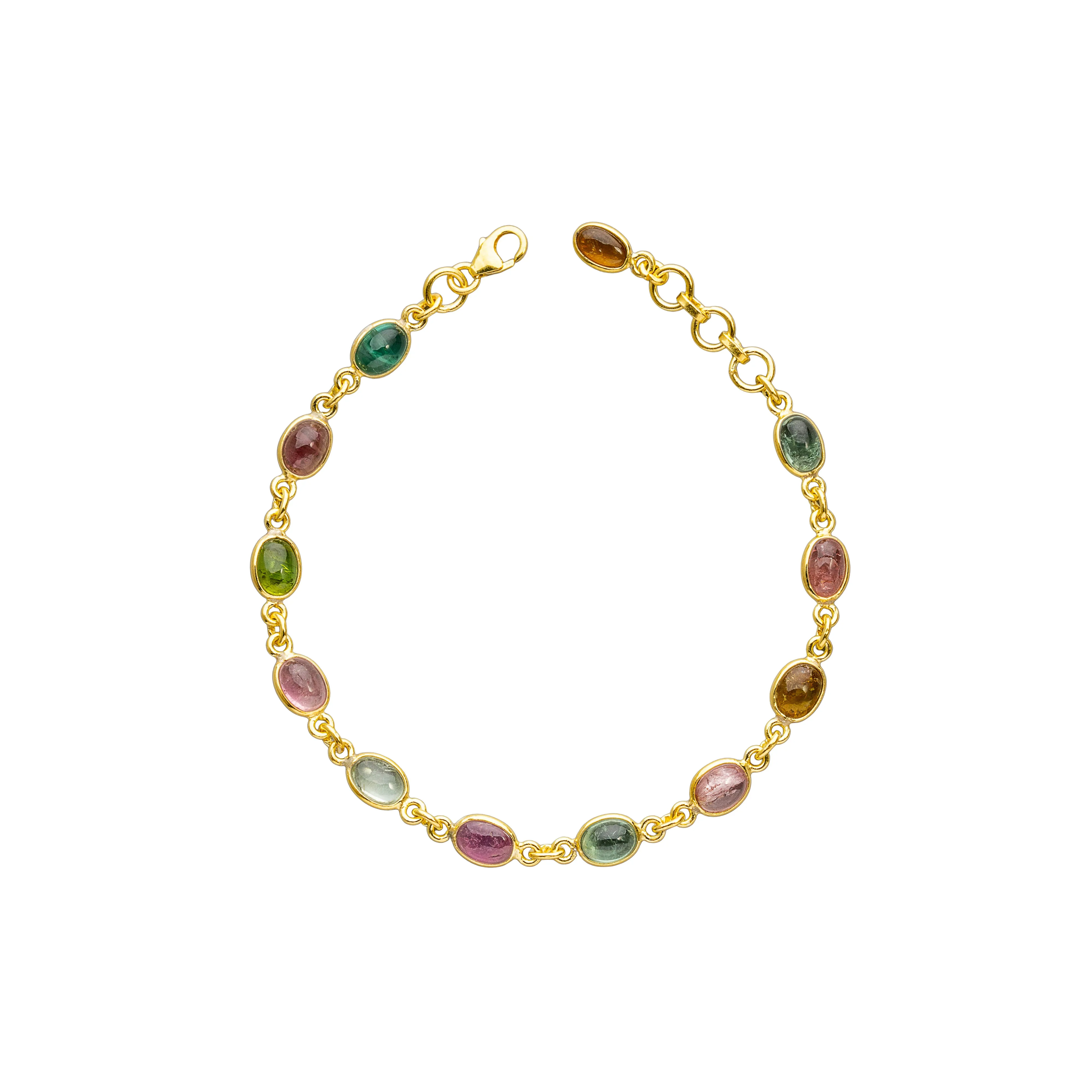 Aeliana Multi Tourmaline Oval Braclet, Gold Vermeil