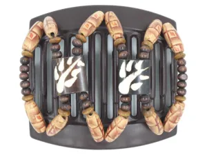 African Butterfly Thick Hair Comb - Stones & Bones Brown 106