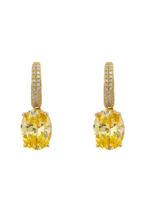Alexandra Oval Drop Earrings Gold Yellow Topaz
