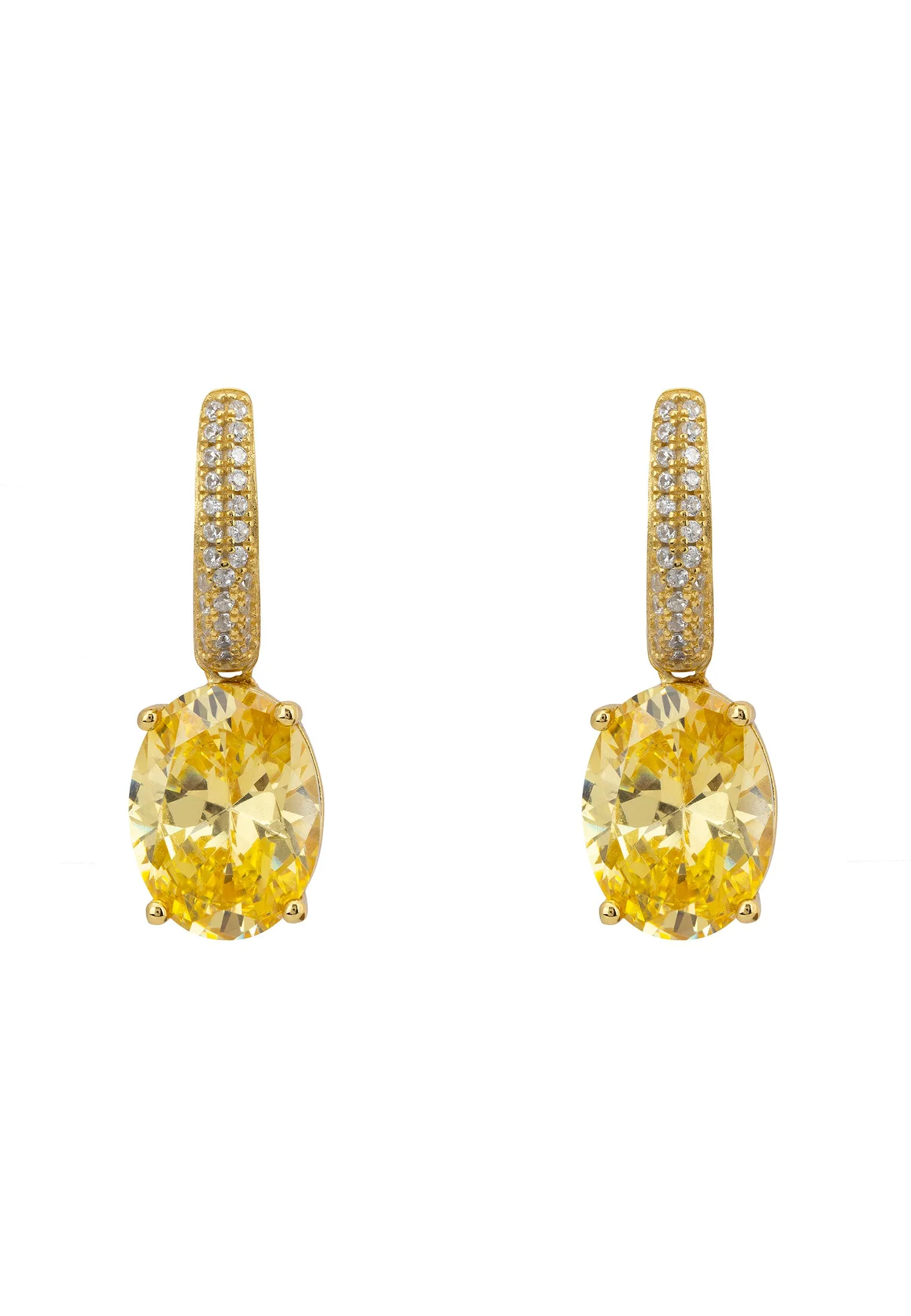 Alexandra Oval Drop Earrings Gold Yellow Topaz