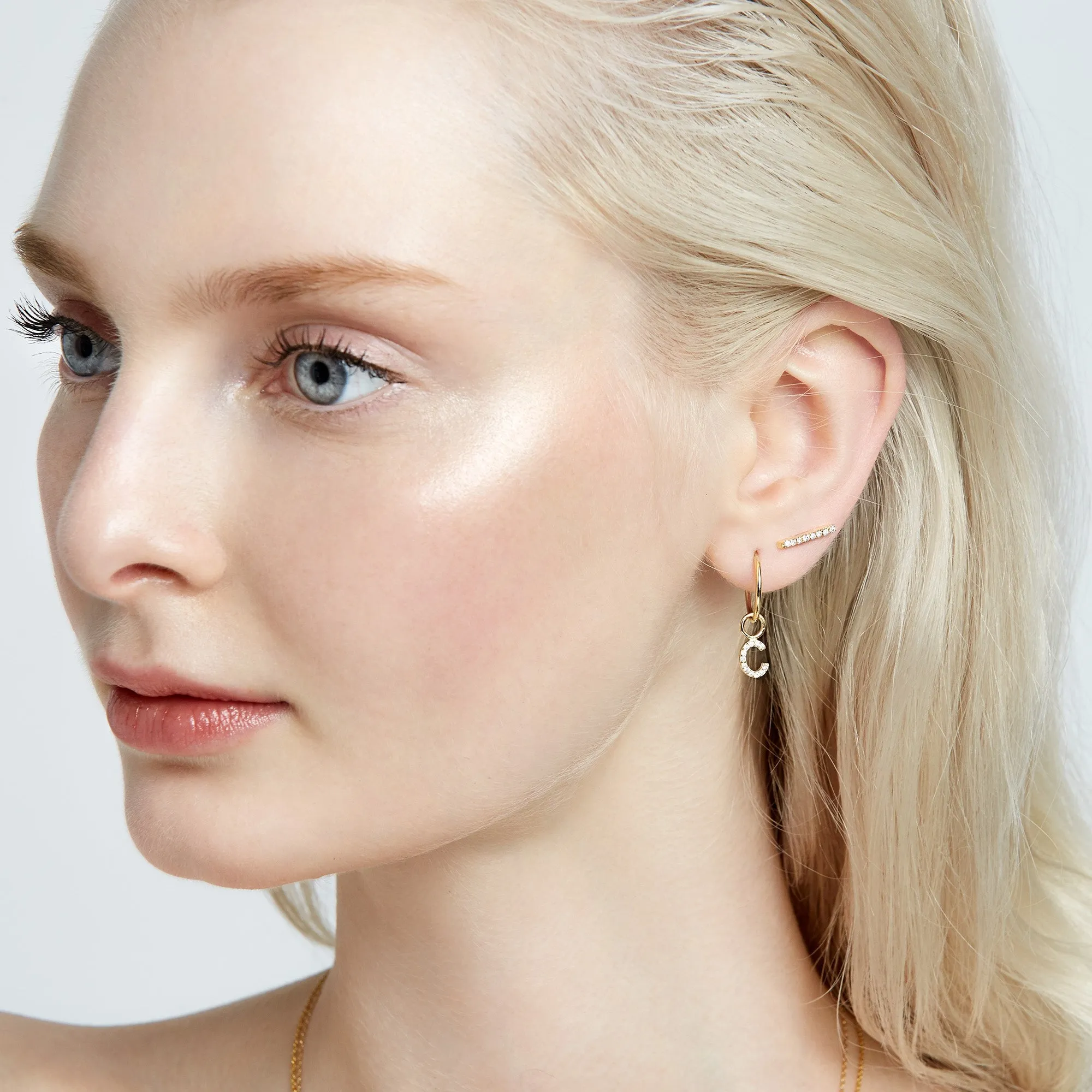 AMELIA DIAMOND INITIAL HOOP SINGLES