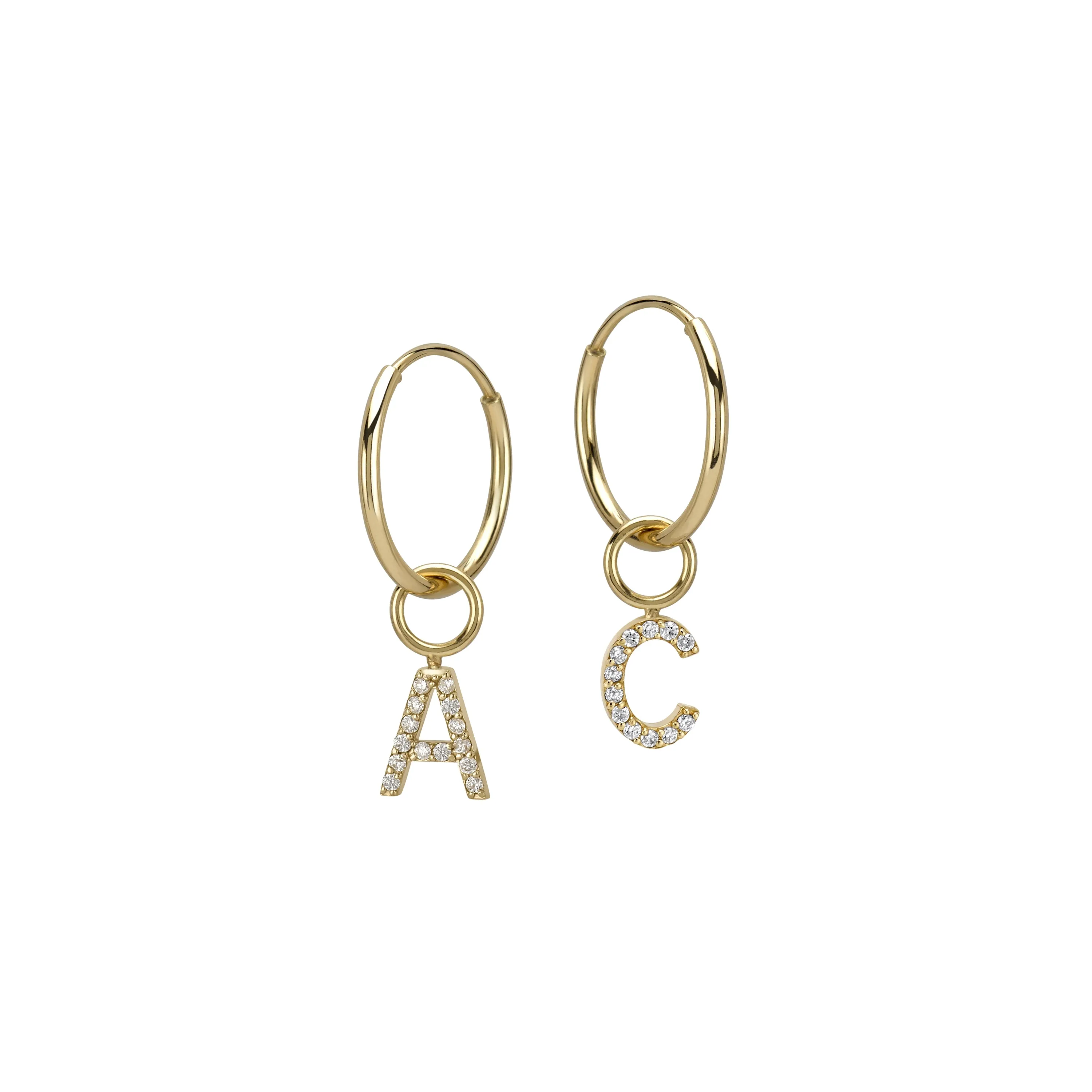 AMELIA DIAMOND INITIAL HOOP SINGLES