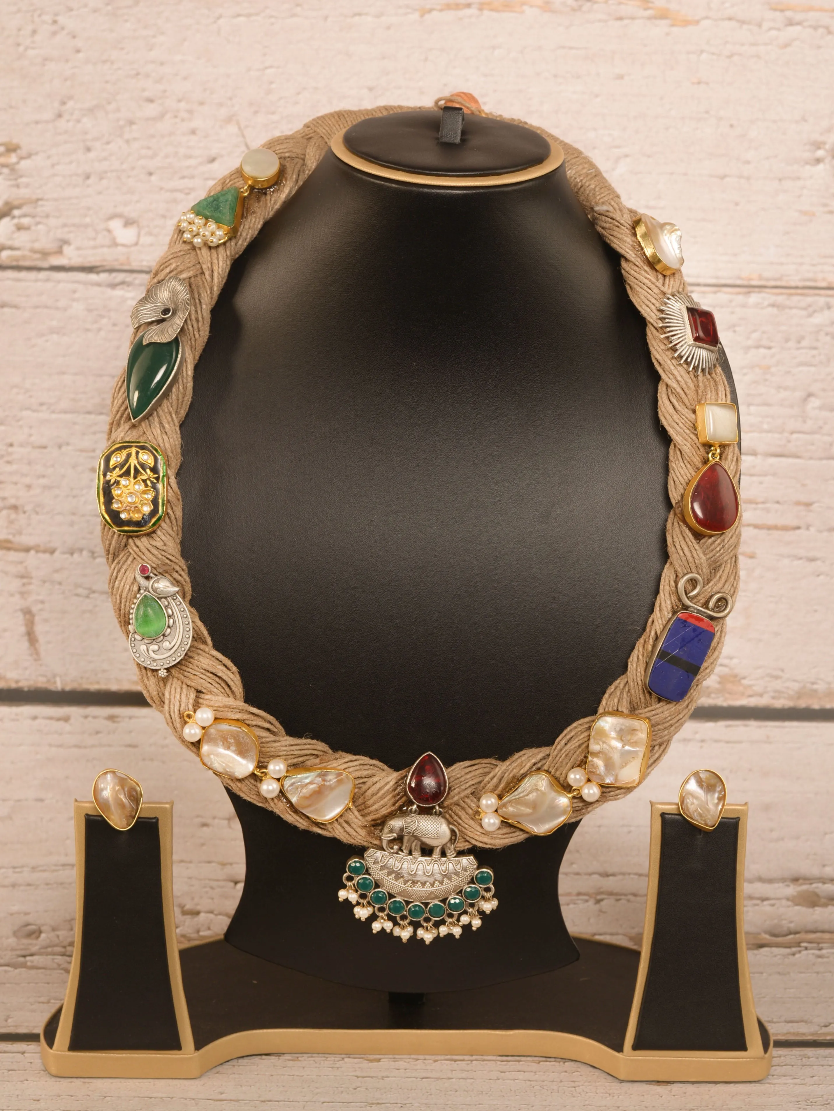 Amita Jute Ornamental Necklace & Earrings set