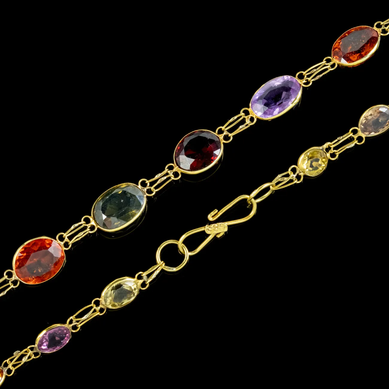 Antique Victorian Harlequin Gemstone Necklace