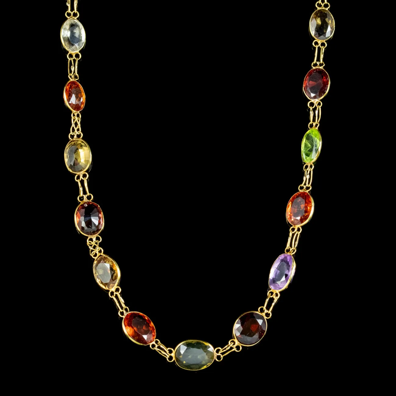 Antique Victorian Harlequin Gemstone Necklace