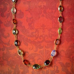 Antique Victorian Harlequin Gemstone Necklace