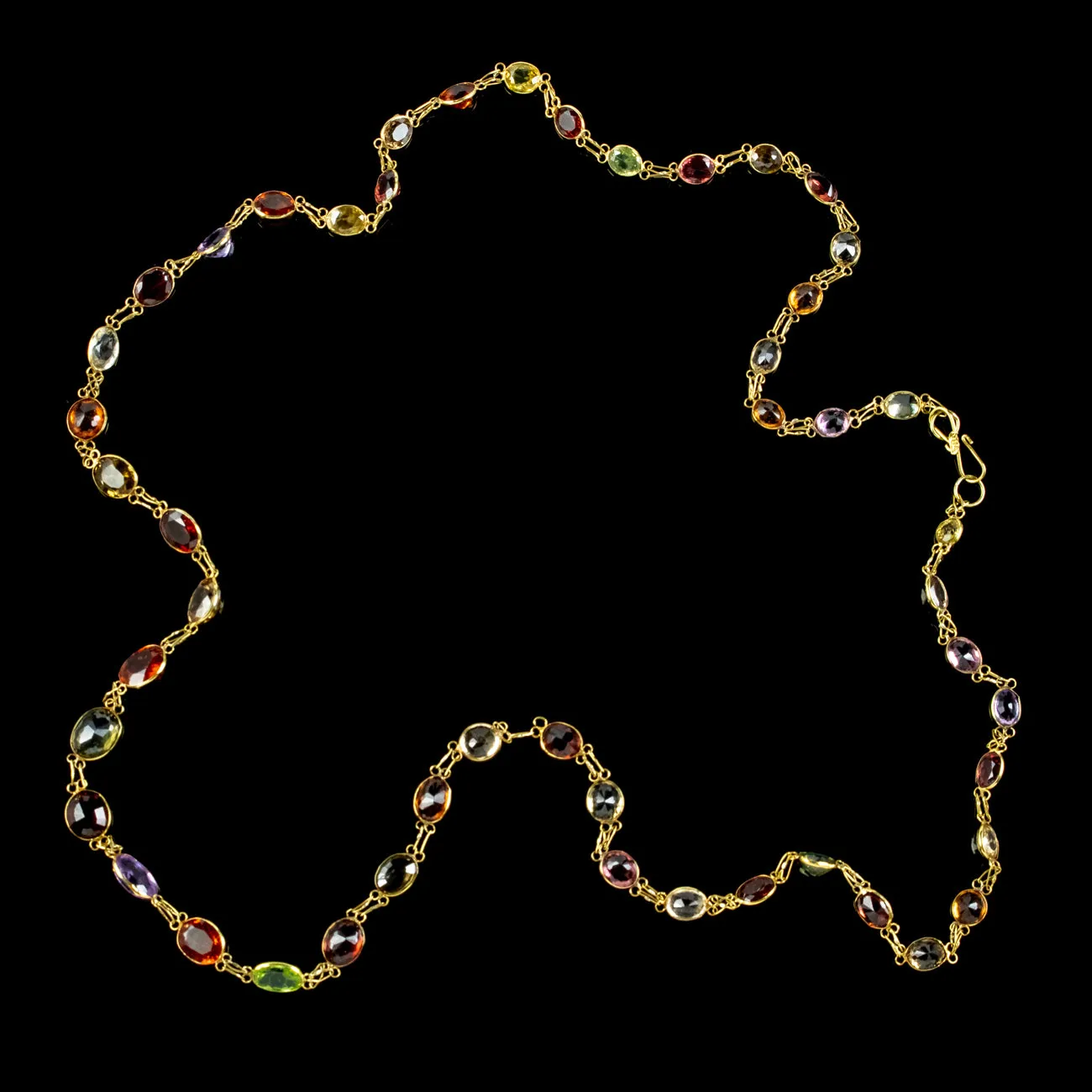 Antique Victorian Harlequin Gemstone Necklace