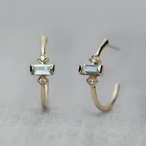 Apex Hoop Earrings - Sky blue topaz & diamonds (pair)