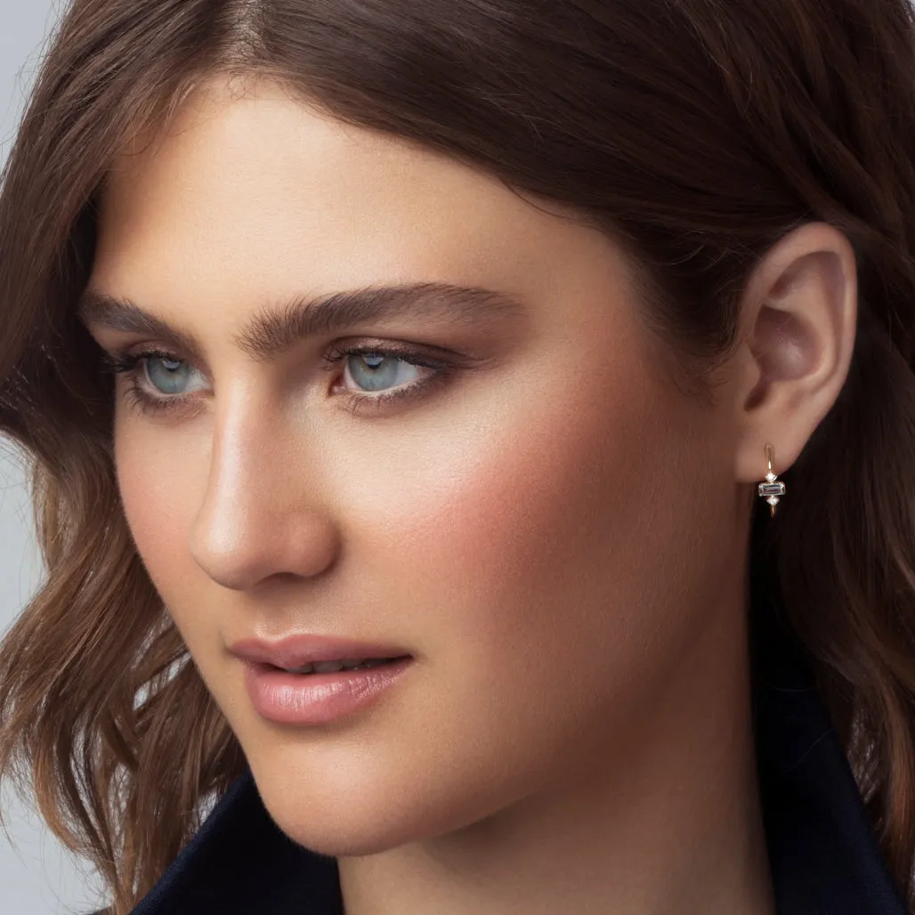 Apex Hoop Earrings - Sky blue topaz & diamonds (pair)