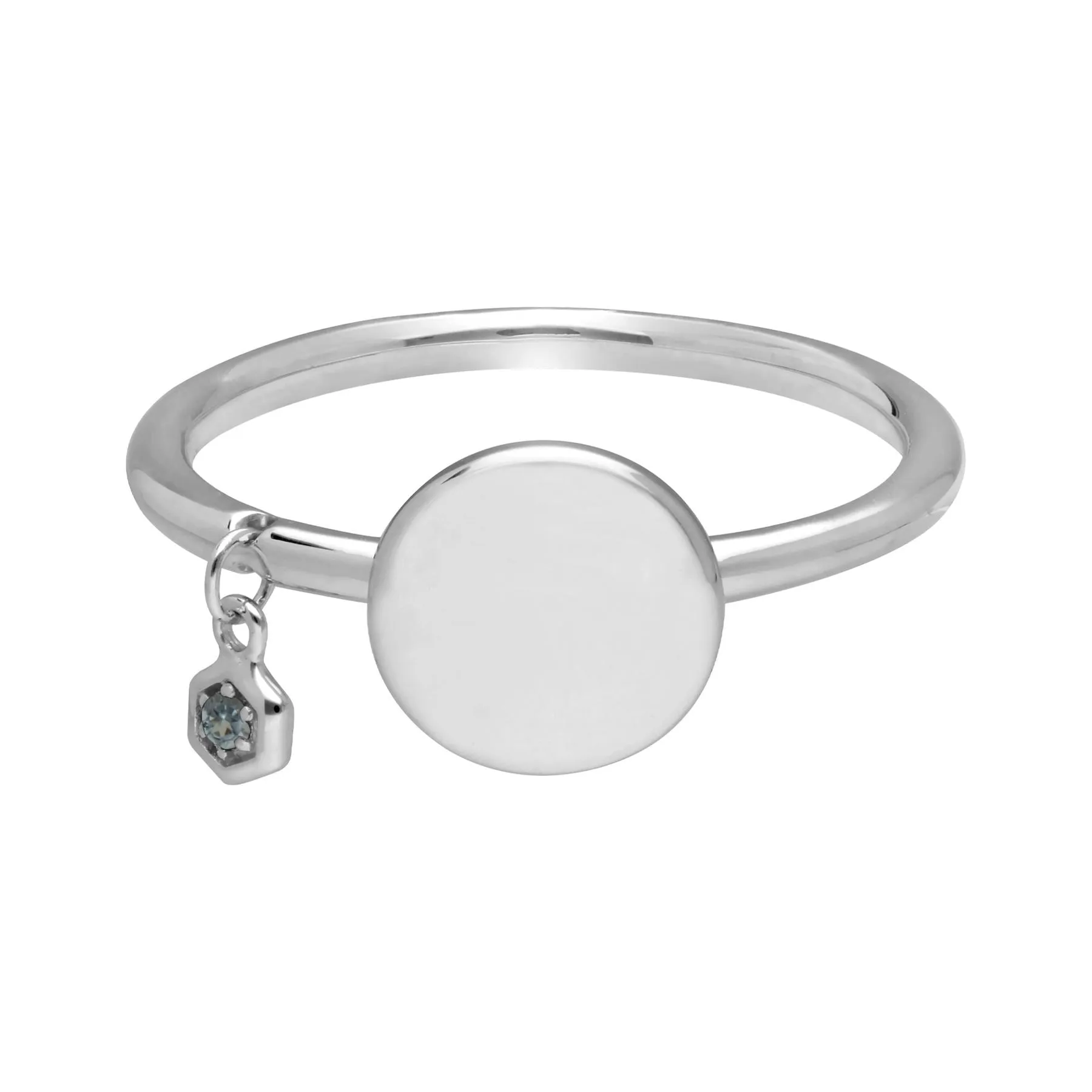 Aquamarin Gravur Ring in Sterling Silber