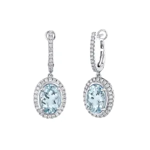 Aquamarine 14k White Gold Huggies with Diamonds