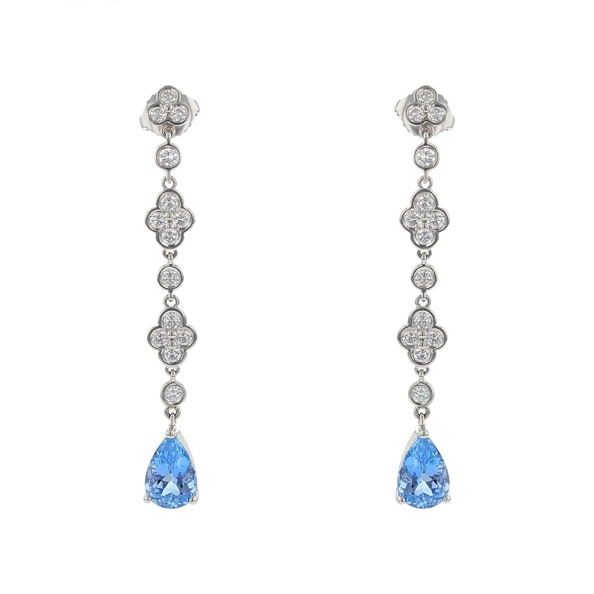 Aquamarine and Diamond Dangle Earrings