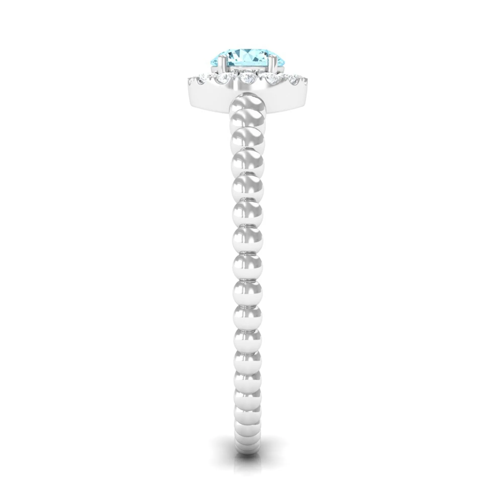 Aquamarine and Diamond Halo Engagement Ring