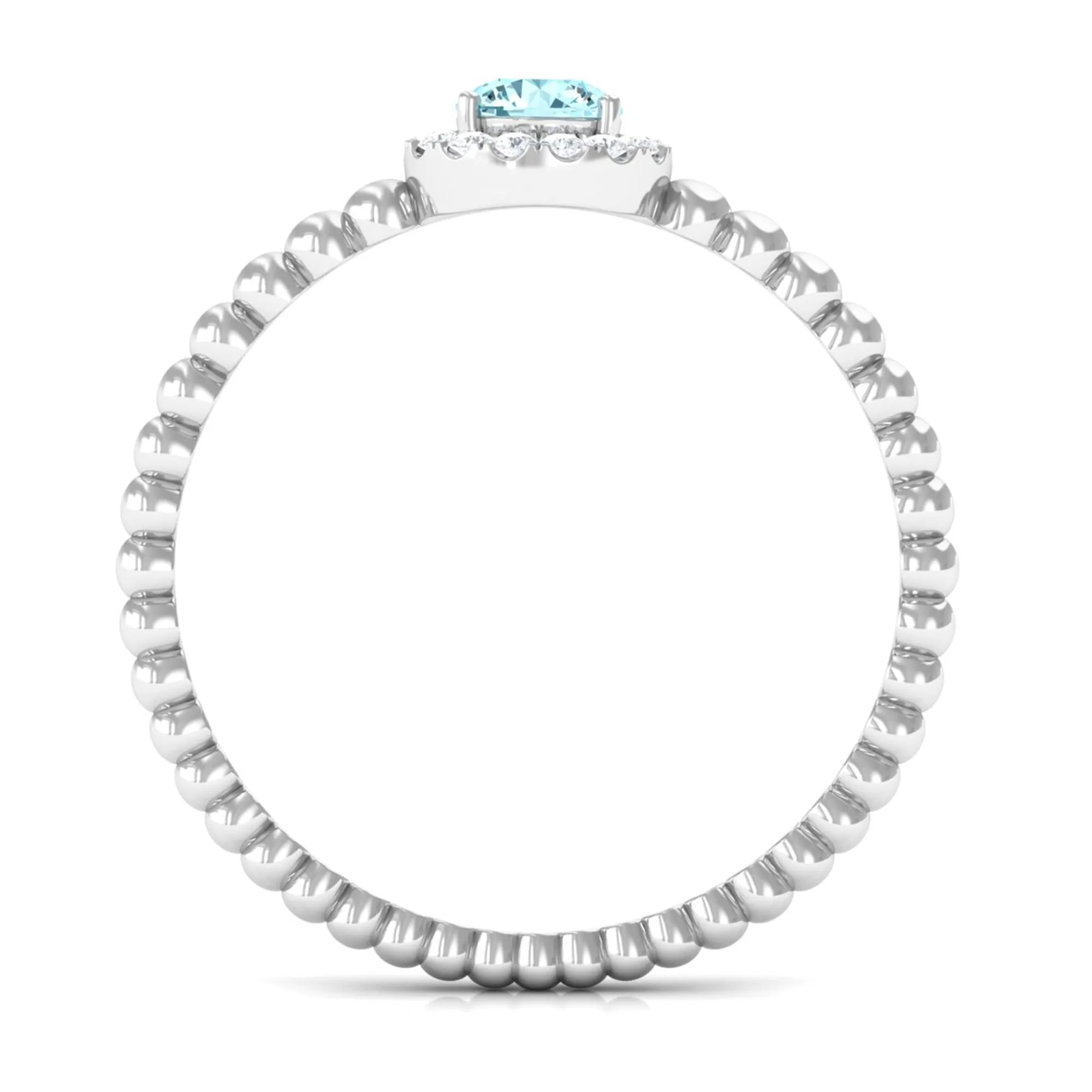 Aquamarine and Diamond Halo Engagement Ring