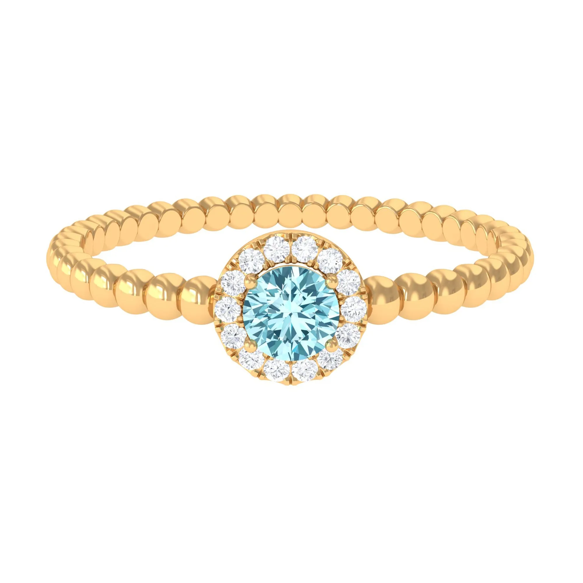 Aquamarine and Diamond Halo Engagement Ring