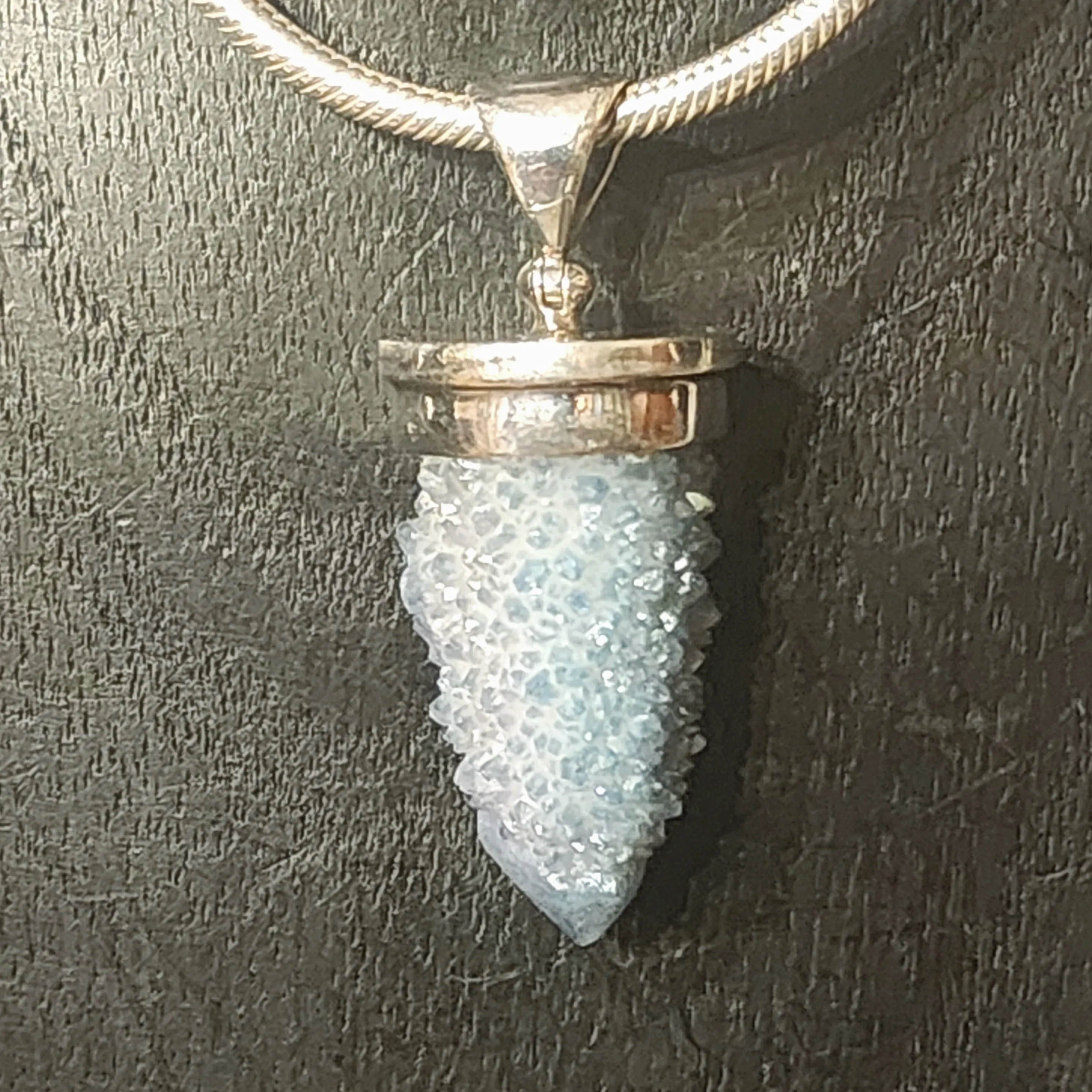 Aquamarine Aura Druzy Pendant
