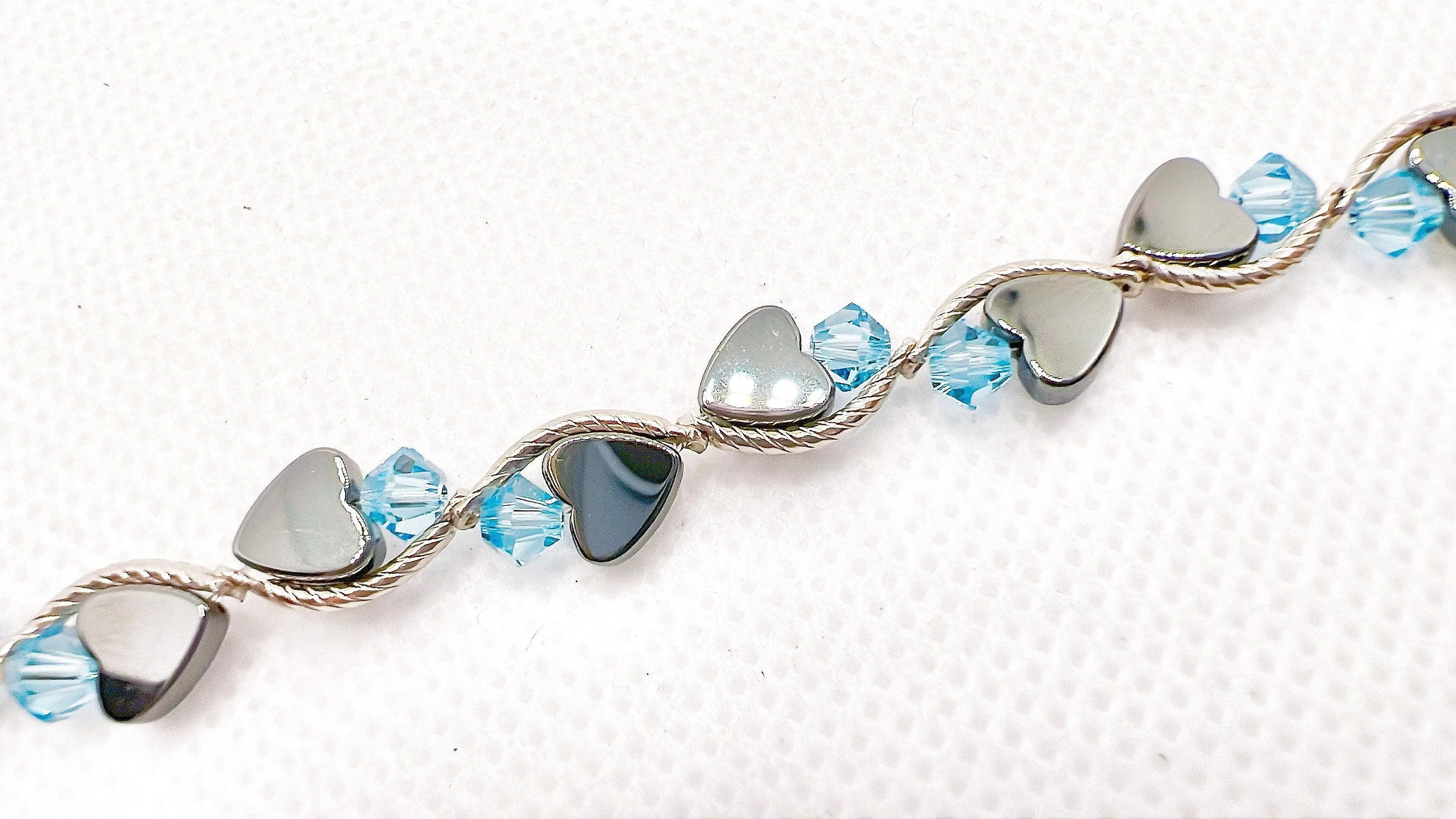 Aquamarine Heart Crystal Bracelet