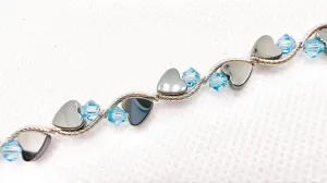 Aquamarine Heart Crystal Bracelet