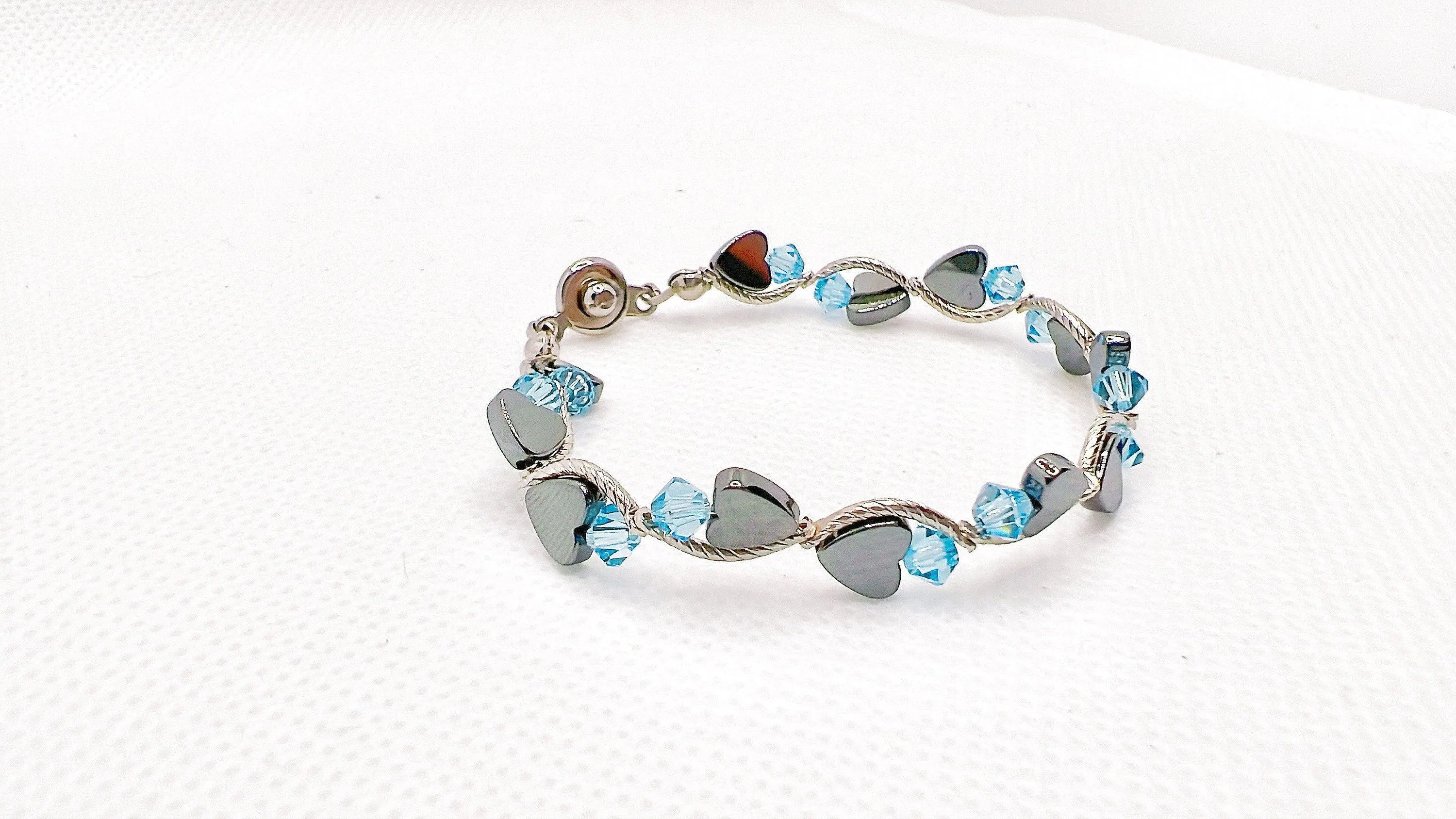 Aquamarine Heart Crystal Bracelet