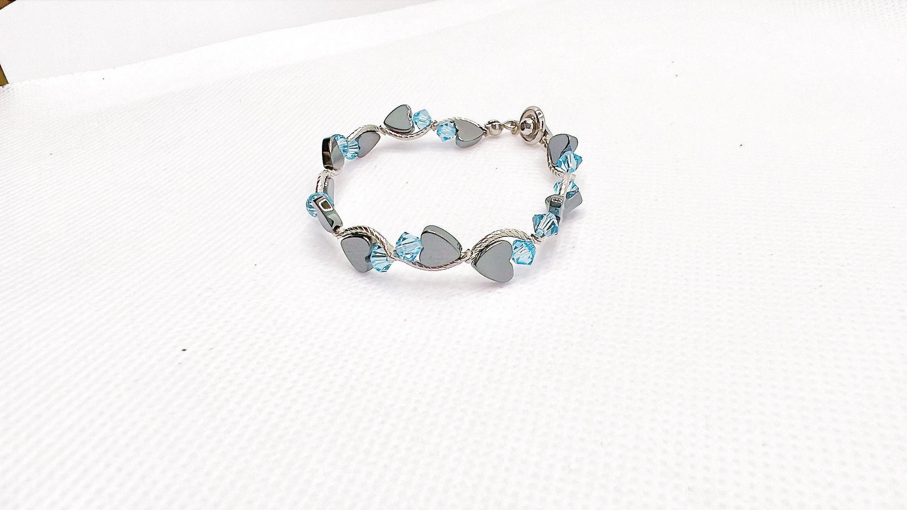 Aquamarine Heart Crystal Bracelet
