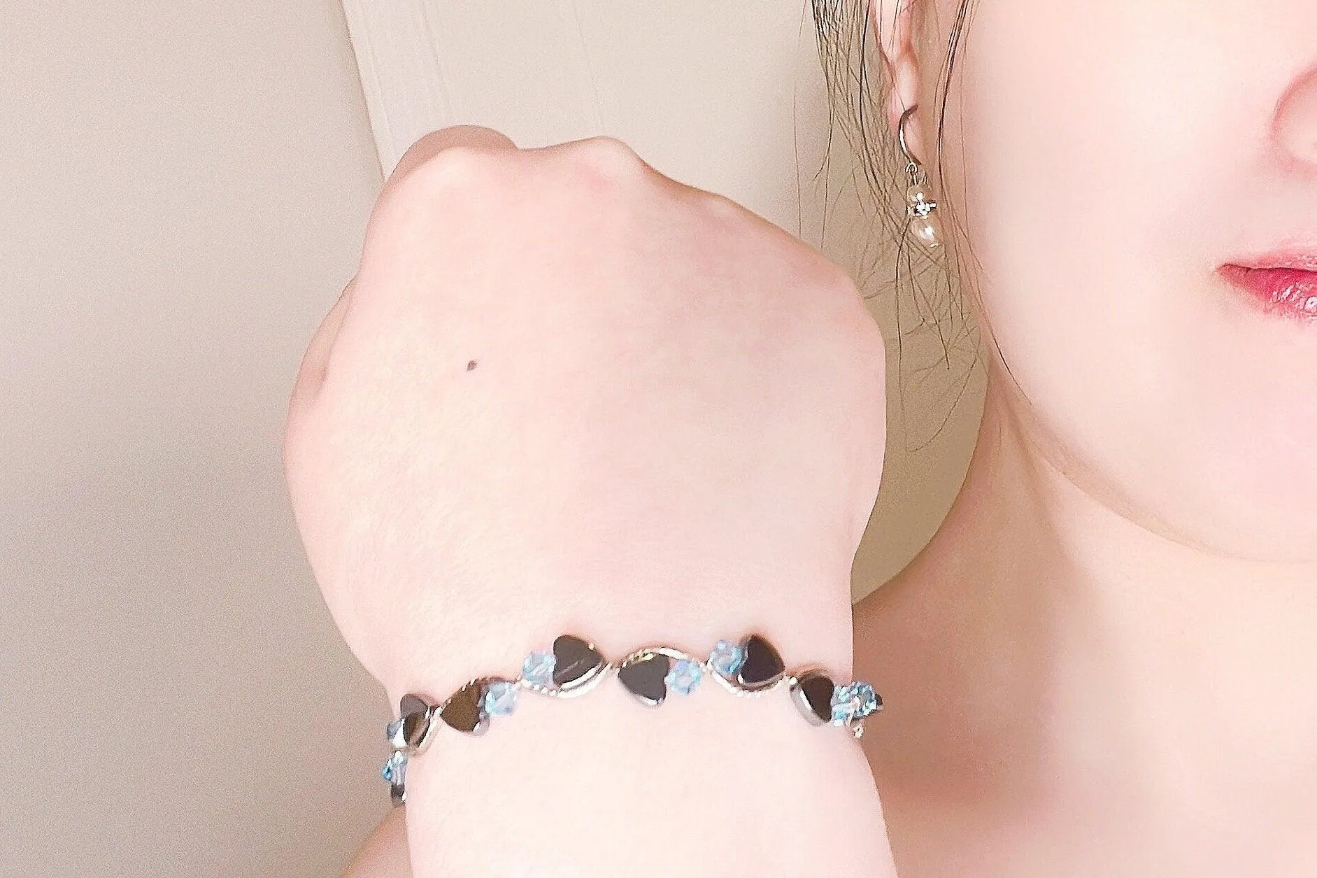 Aquamarine Heart Crystal Bracelet