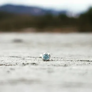 Aquamarine Nose Bone, Aquamarine Nose Screw, Aquamarine Nose Stud, Tiny Nose Stud, 2mm Nose Screw, Gemstone Nose Stud, Gemstone Body Jewelry