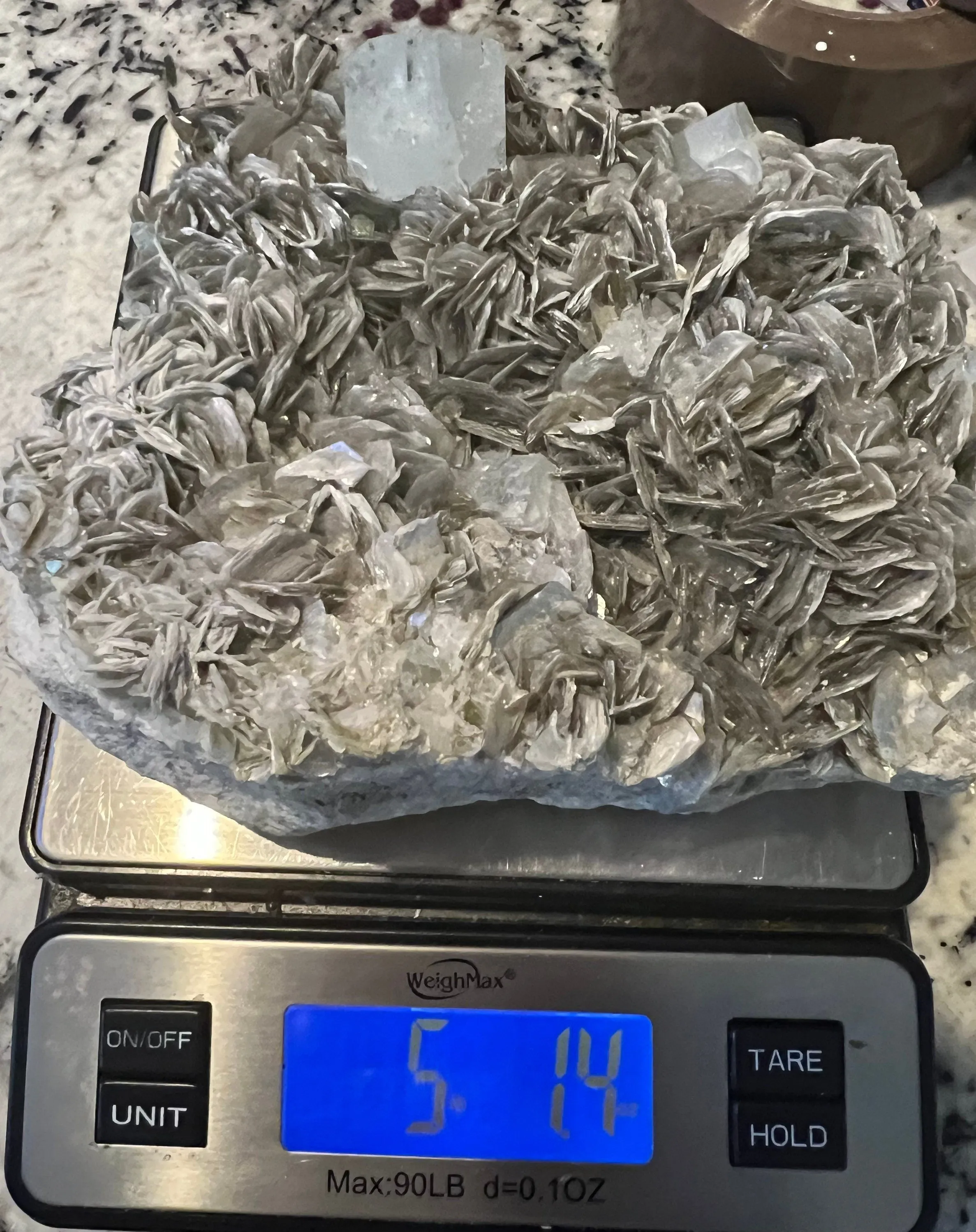 Aquamarine on muscovite matrix cluster 5 pounds