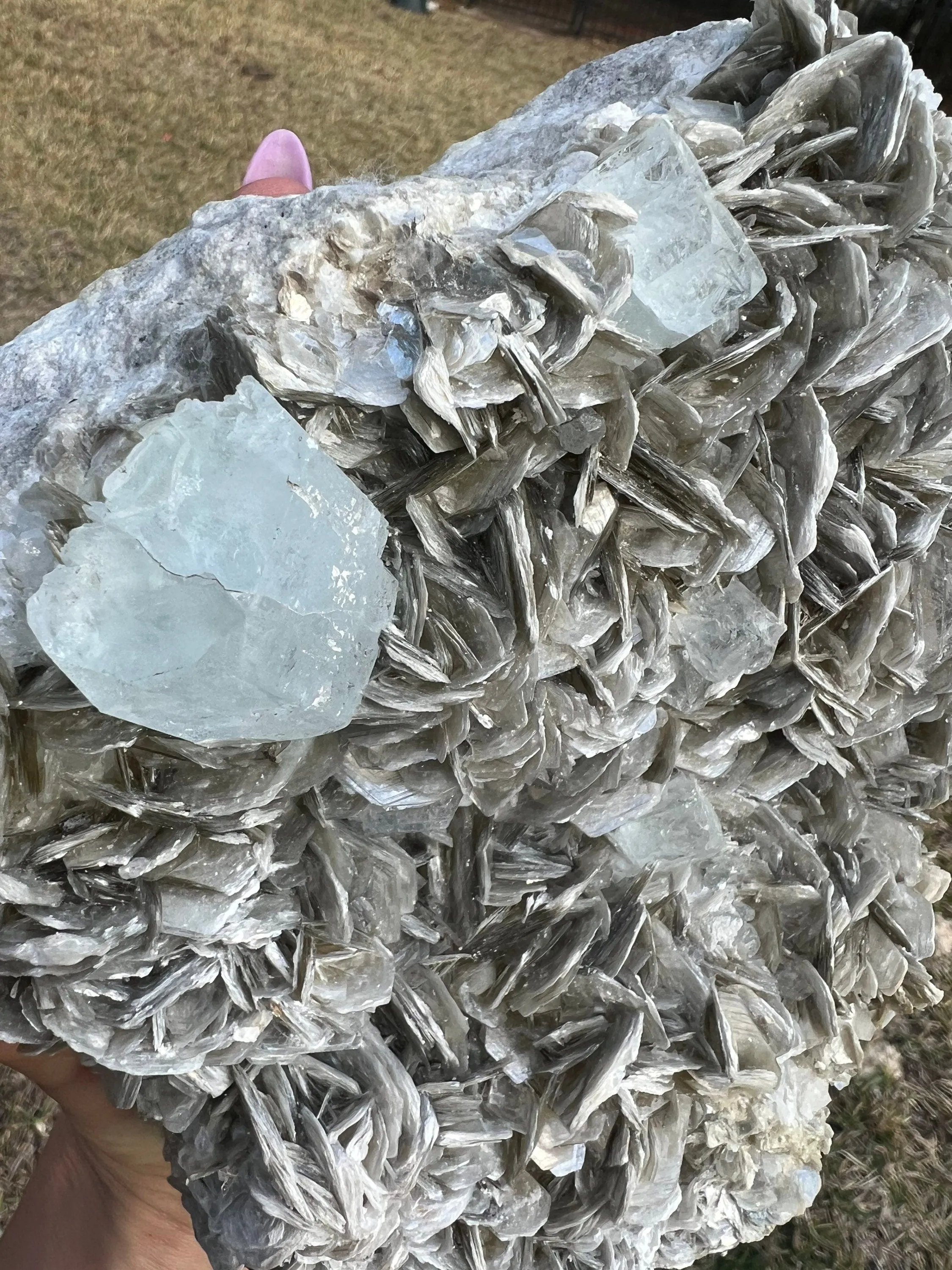 Aquamarine on muscovite matrix cluster 5 pounds