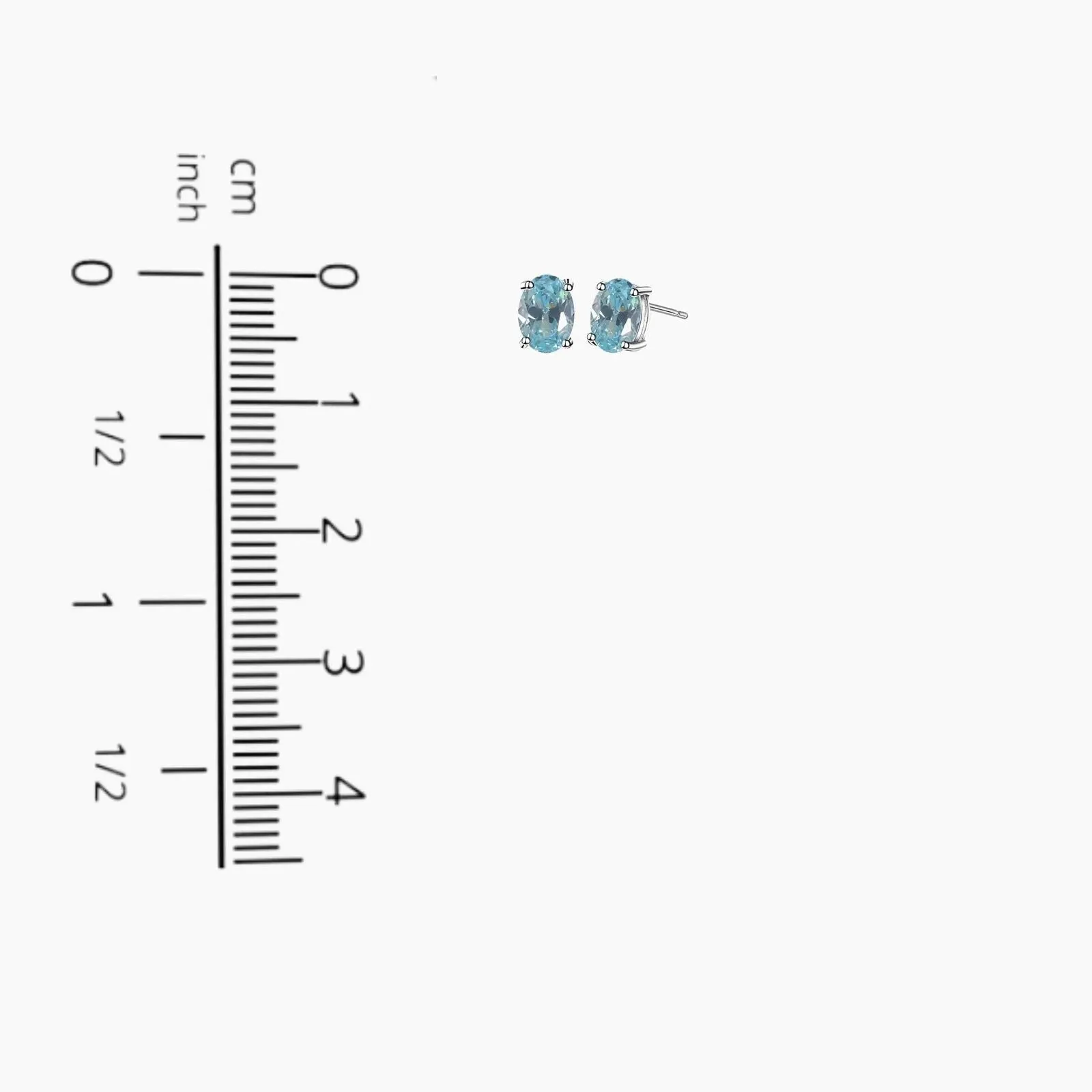 Aquamarine Oval Stud Earrings - 925 Sterling Silver