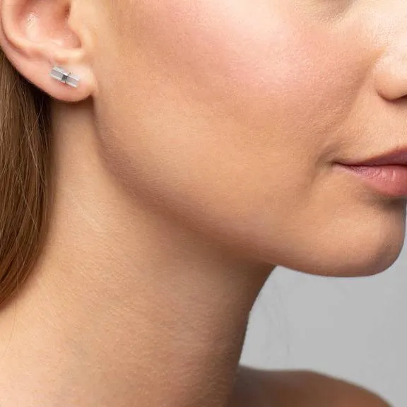 Aquamarine with Silver Wrap Stud Earrings