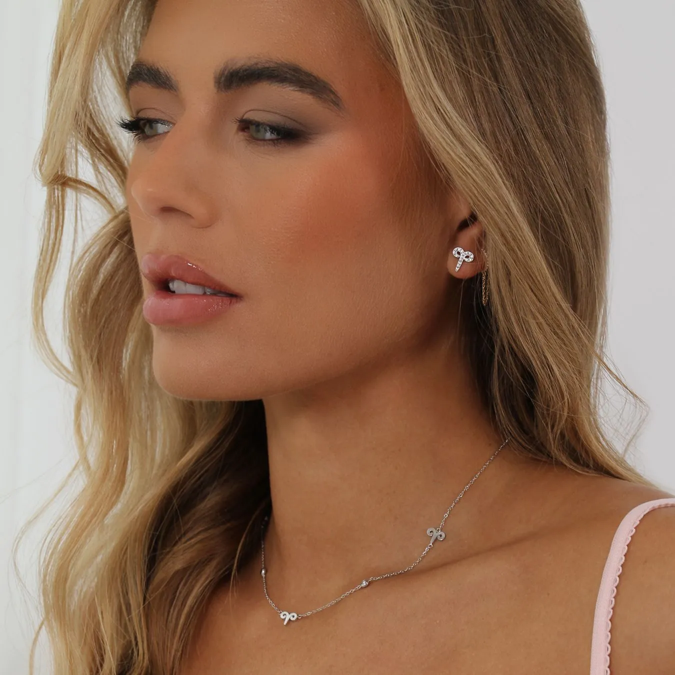 Aries Earrings with CZ Stones - Silver