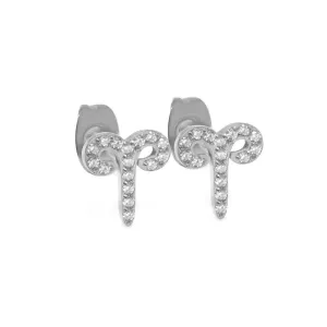 Aries Earrings with CZ Stones - Silver