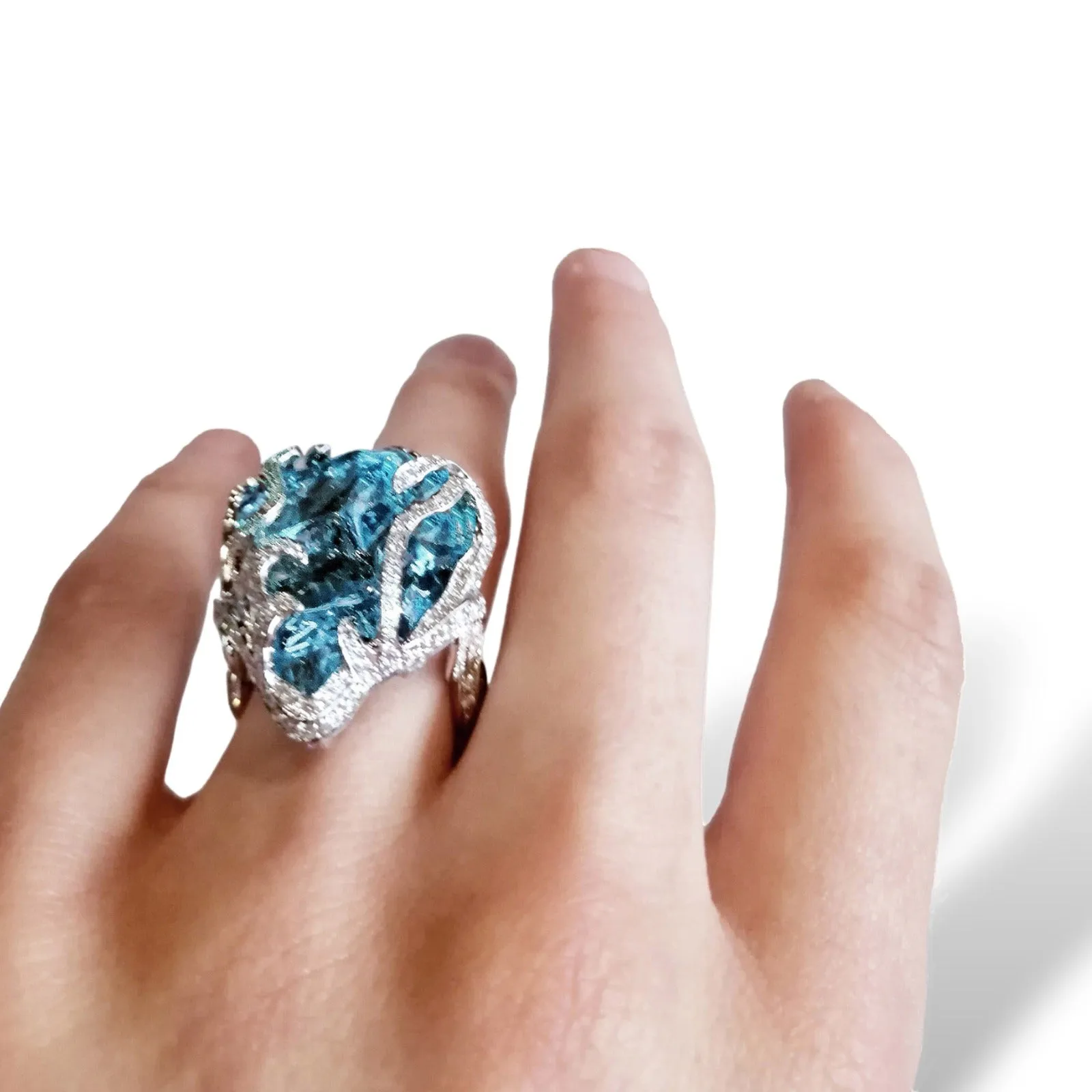 Atlantic Ring - Aquamarine and Diamonds in Gold