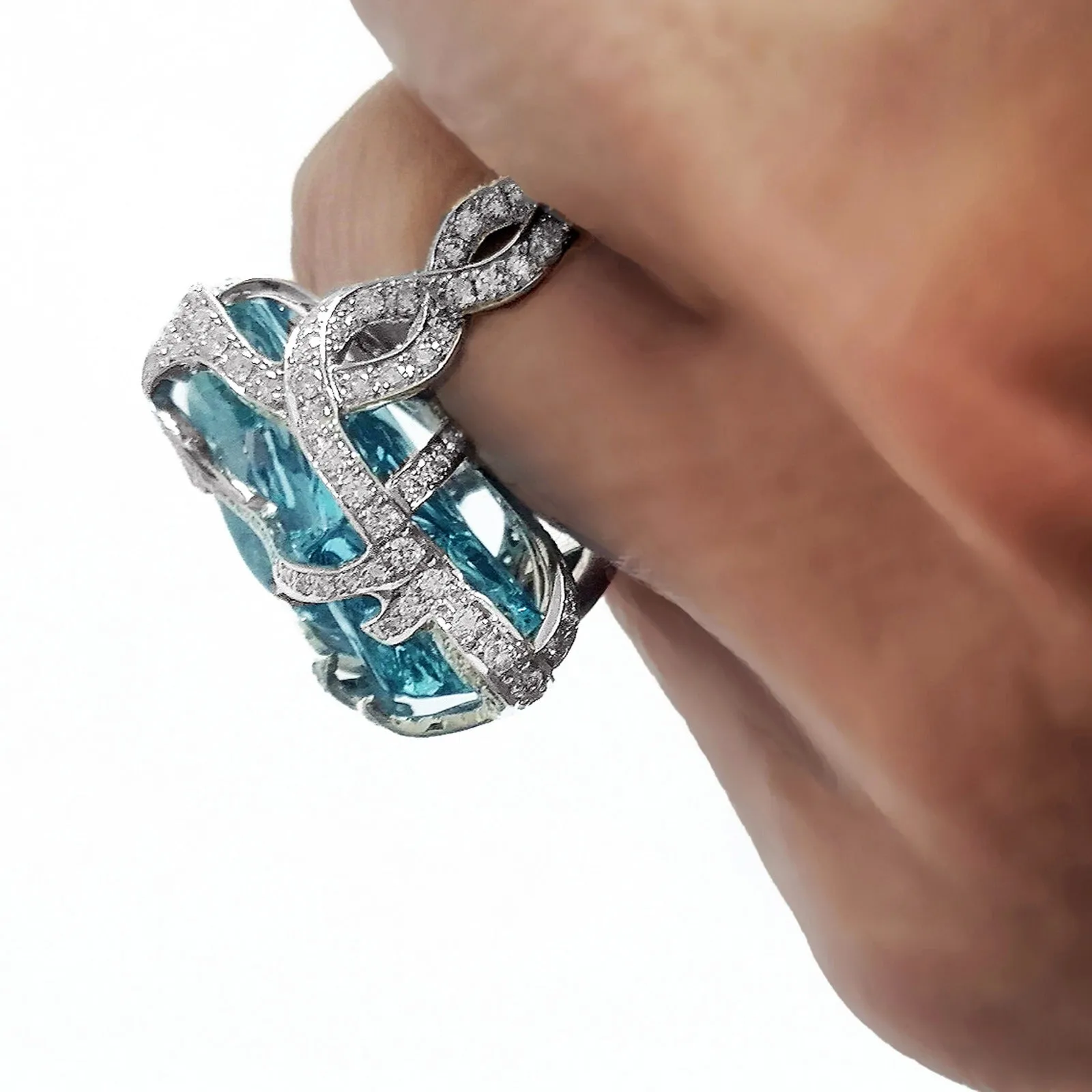 Atlantic Ring - Aquamarine and Diamonds in Gold