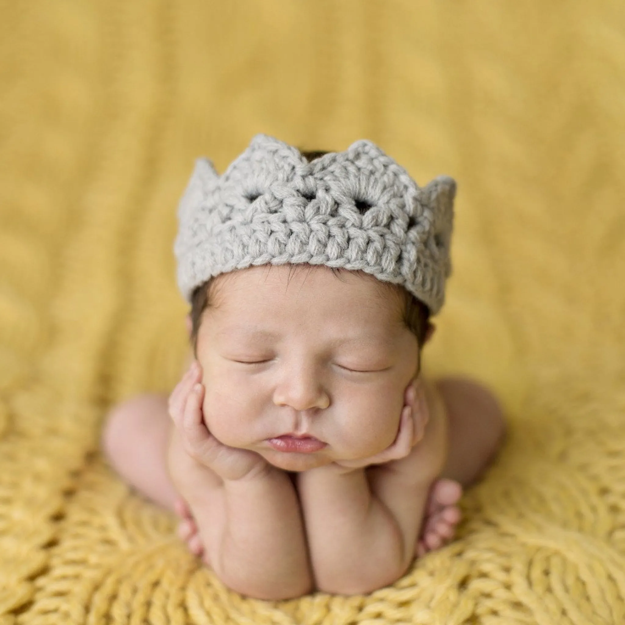 Avery Hand-Crochet Crown, Grey