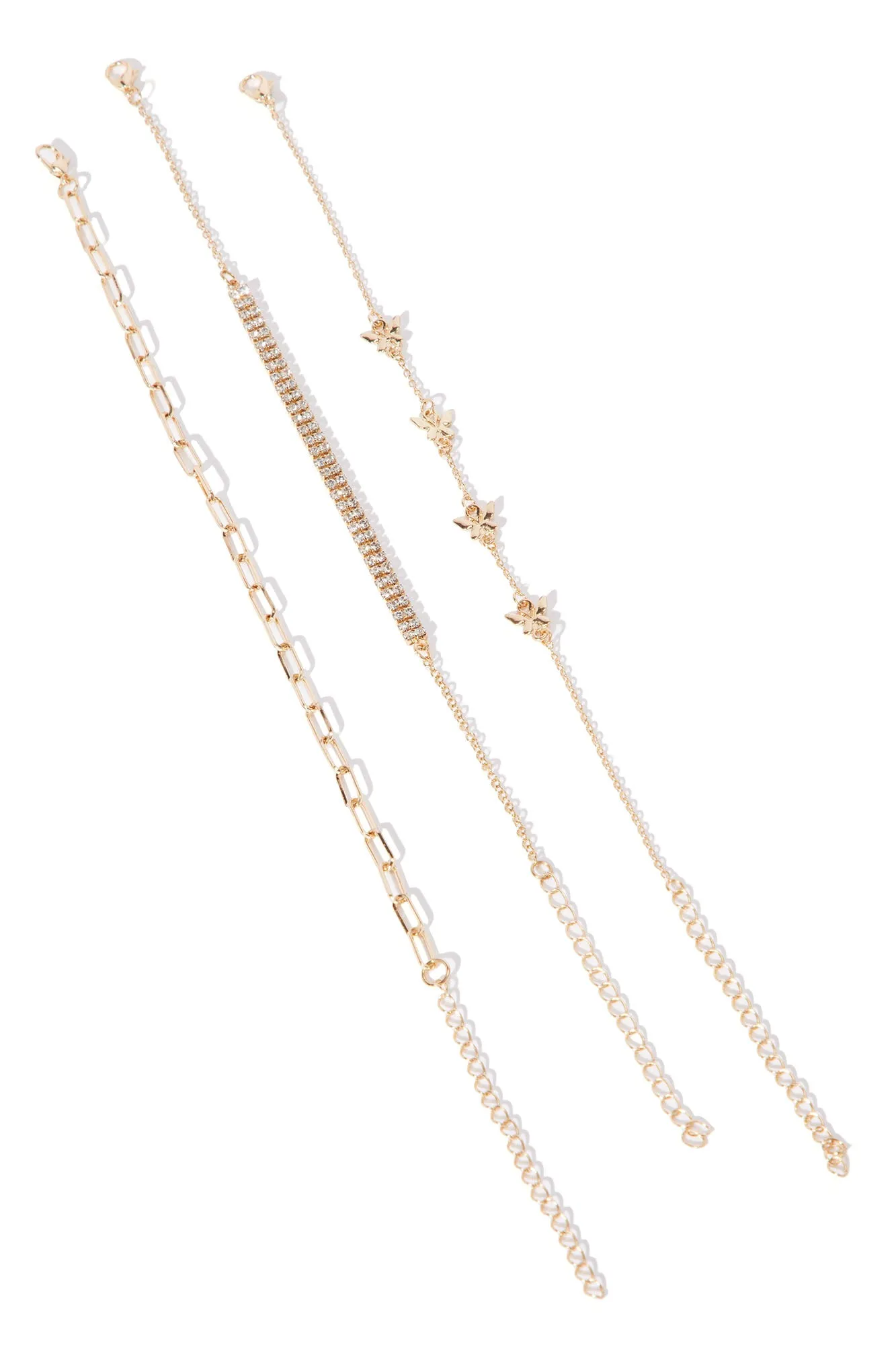 Baby Butterfly 3 Piece Anklet Set  - Gold