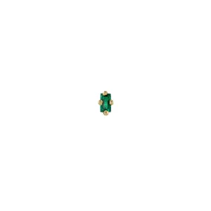 Baguette Mini Stud - Emerald & Gold