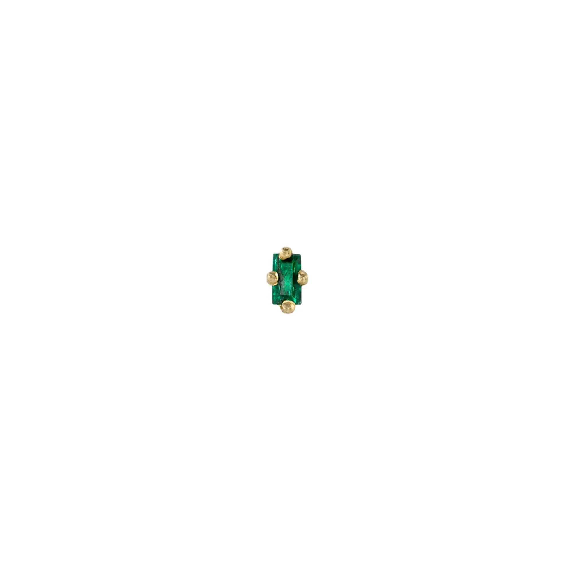 Baguette Mini Stud - Emerald & Gold