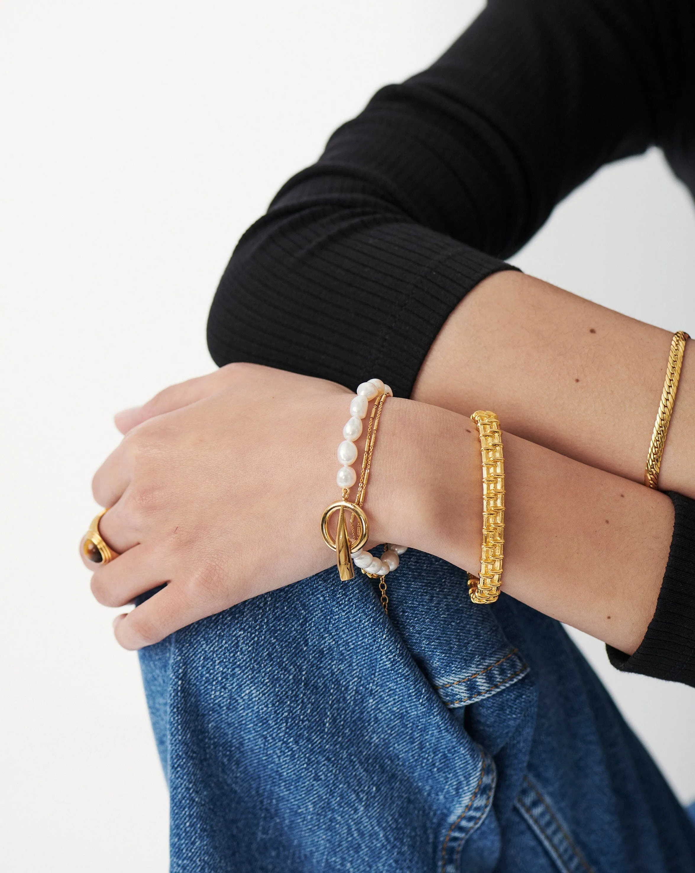 Baroque Pearl Claw T-Bar Bracelet | 18k Gold Vermeil/Pearl
