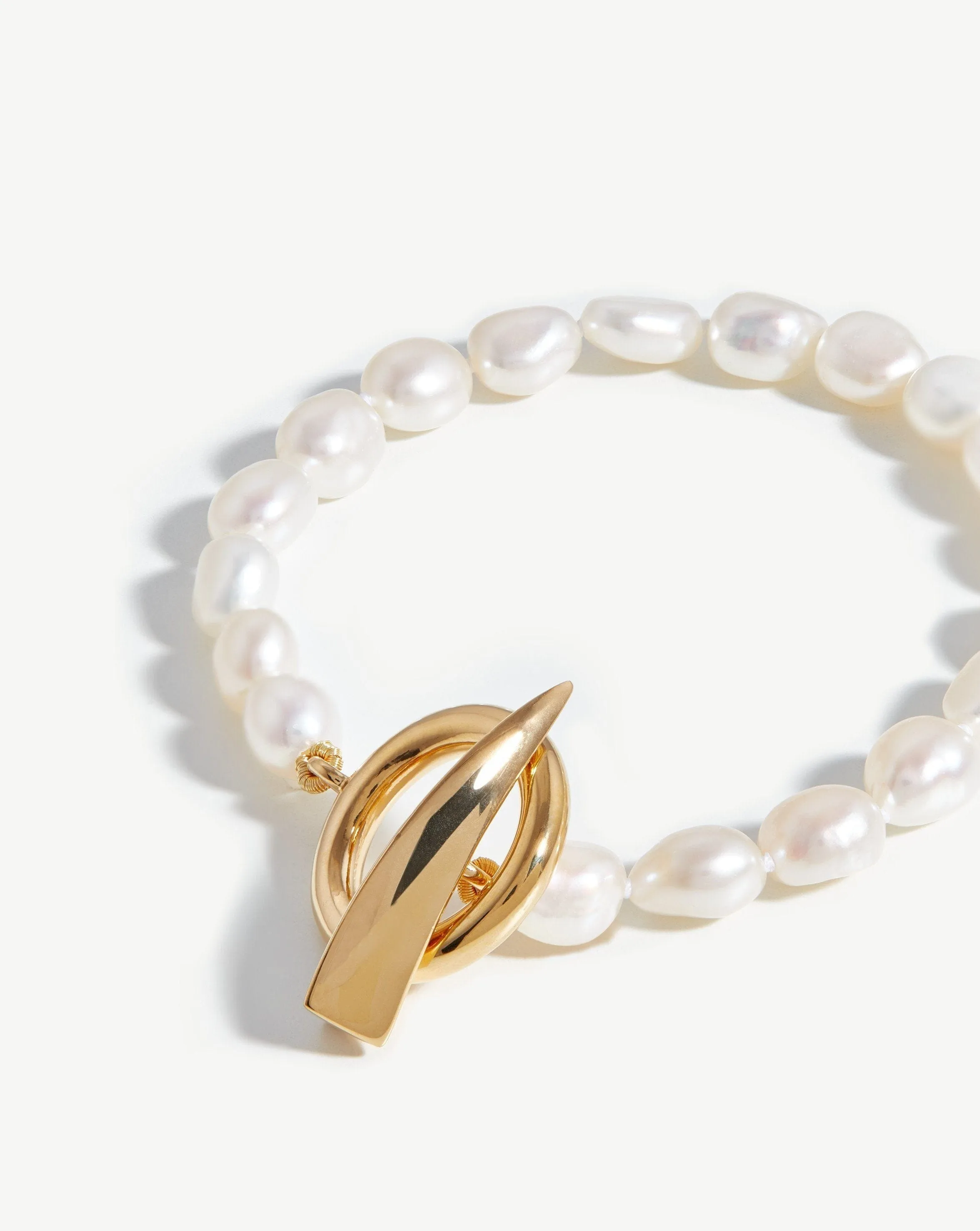 Baroque Pearl Claw T-Bar Bracelet | 18k Gold Vermeil/Pearl