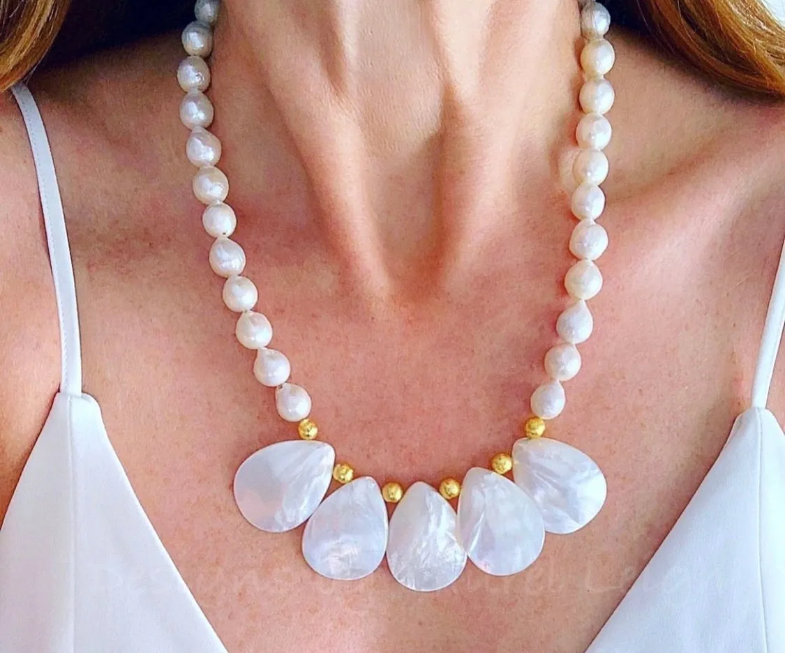 Baroque Pearl Statement Necklace - Adjustable