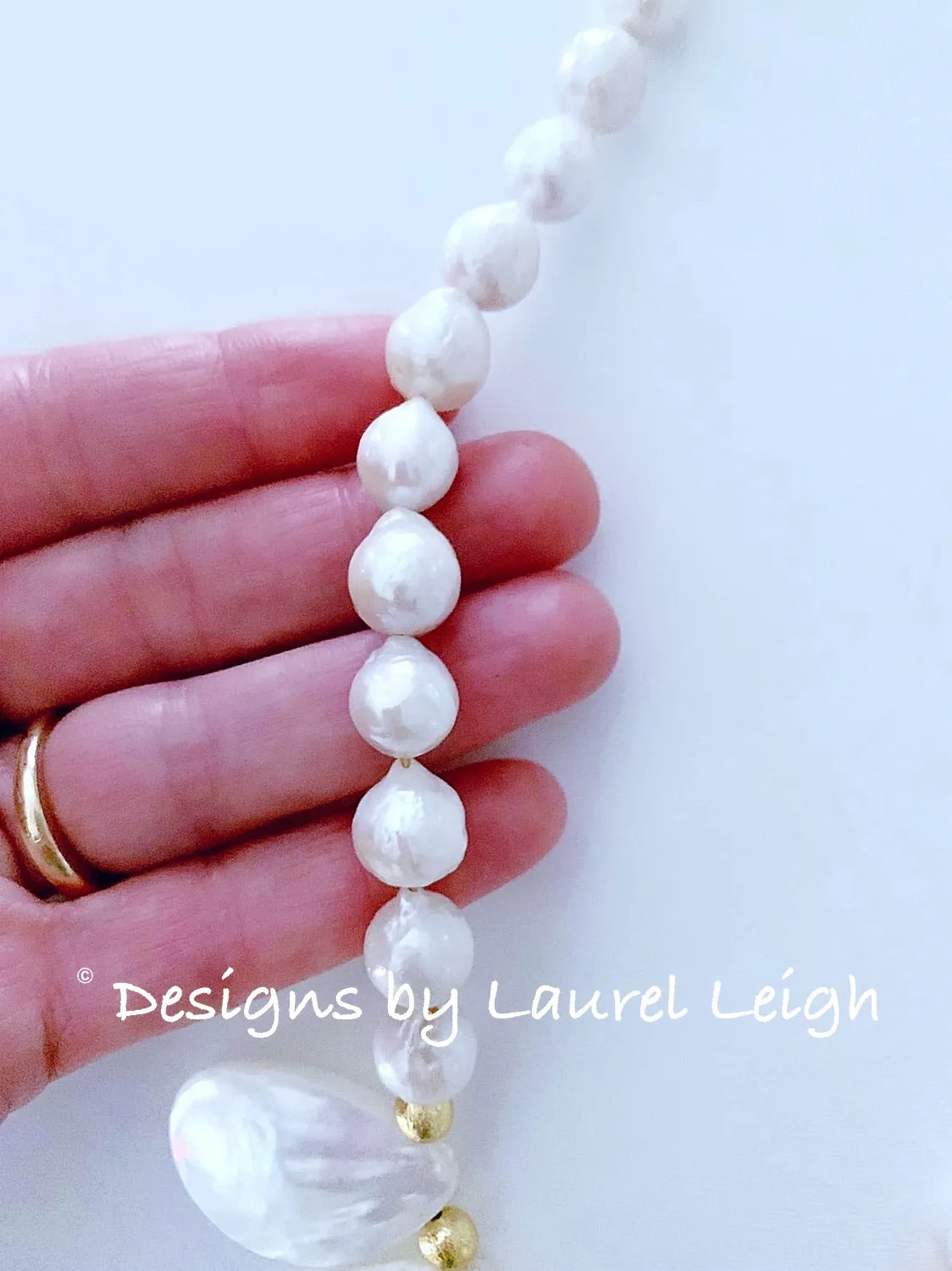 Baroque Pearl Statement Necklace - Adjustable