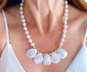 Baroque Pearl Statement Necklace - Adjustable