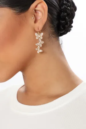 Be My Butterfly Rhinestone Earrings - Gold