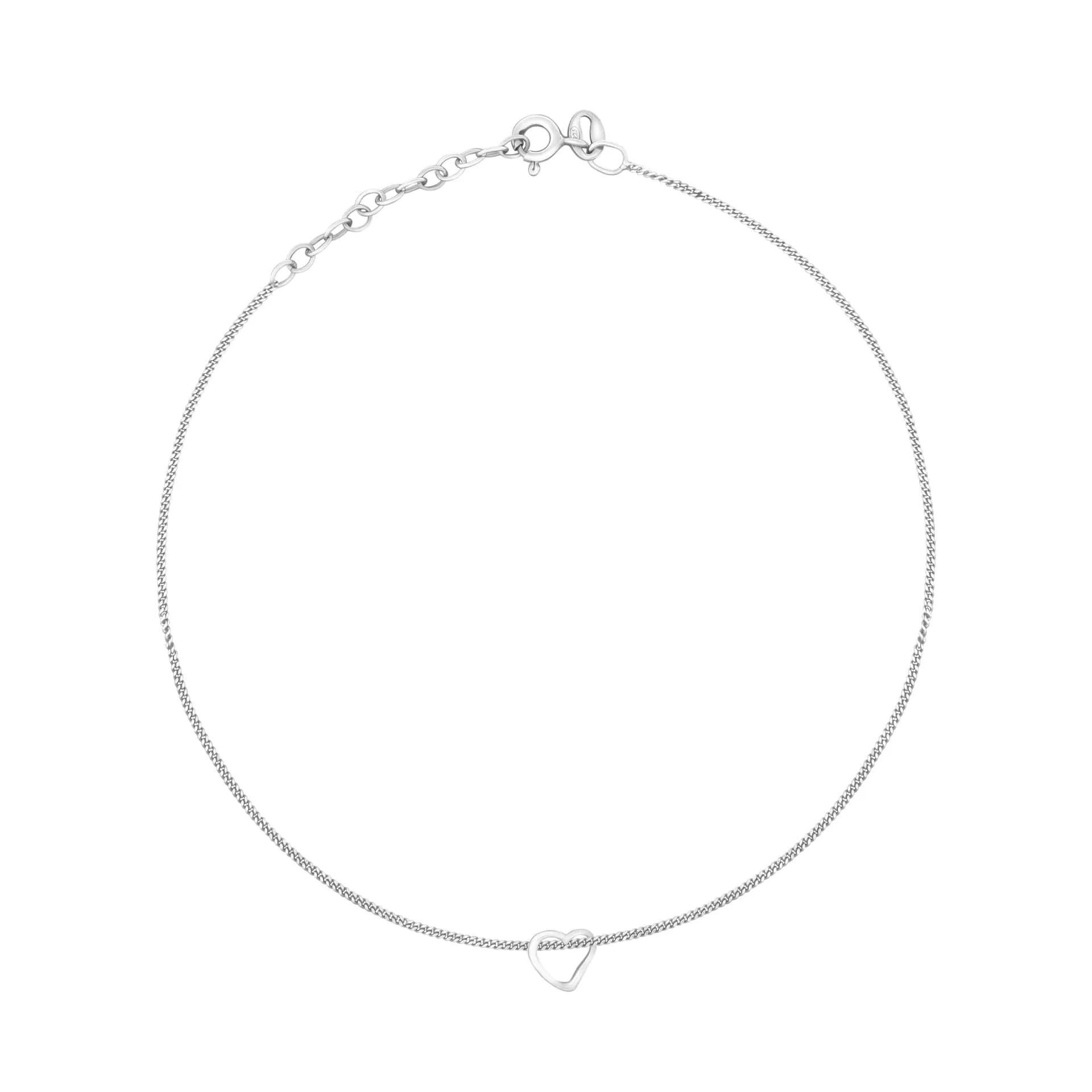 Beginnings Sterling Silver Slip On Heart 23cm Ankle Chain K157